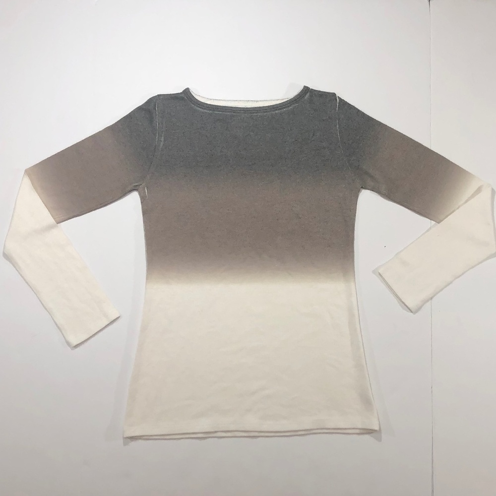 GO COUTURE Women’s LS Gray Ombre Boatneck Tee S